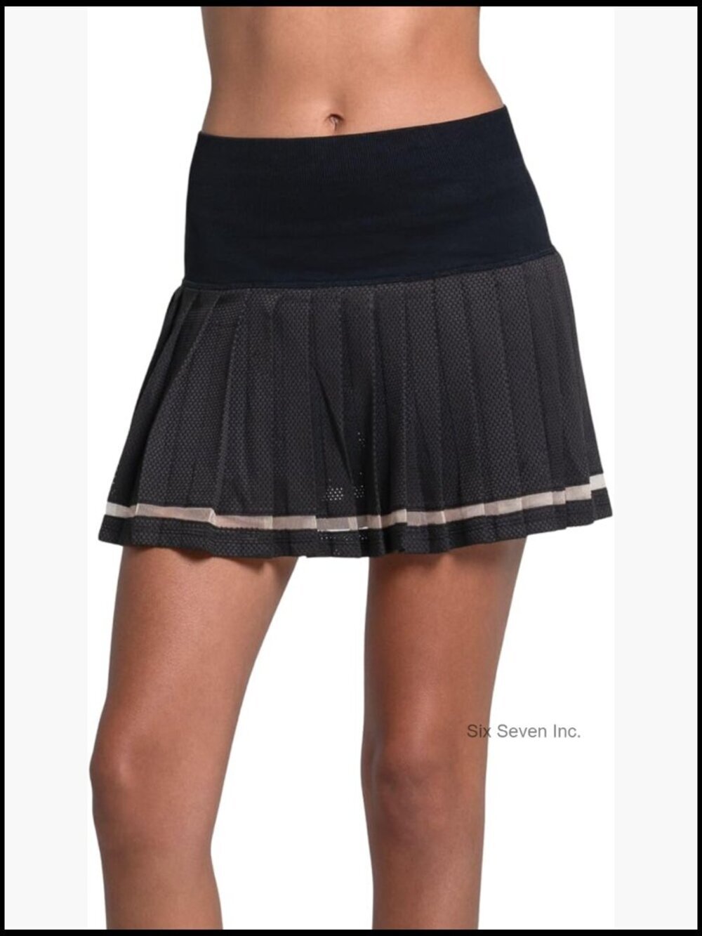 Pleated Tennis Skirt with Tulle Mesh Inserts, Compression Waistband, Moisture